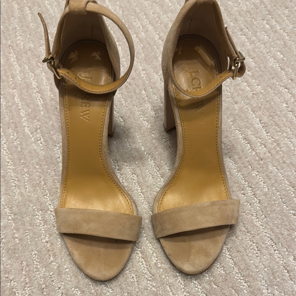 J. Crew Women's Beige Suede Ankle Strap Heels